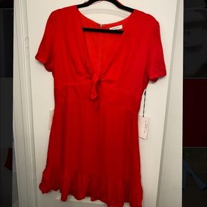 ☀️Cotton Candy LA tie front mini dress with ruffle hem. NWT.